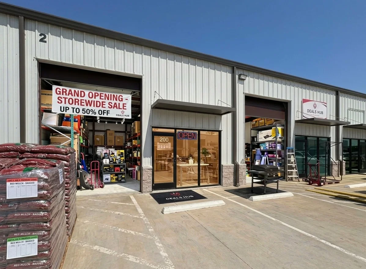 Deals Hub storefront, unit 2, on Lloyd's Rd in Little Elm TX